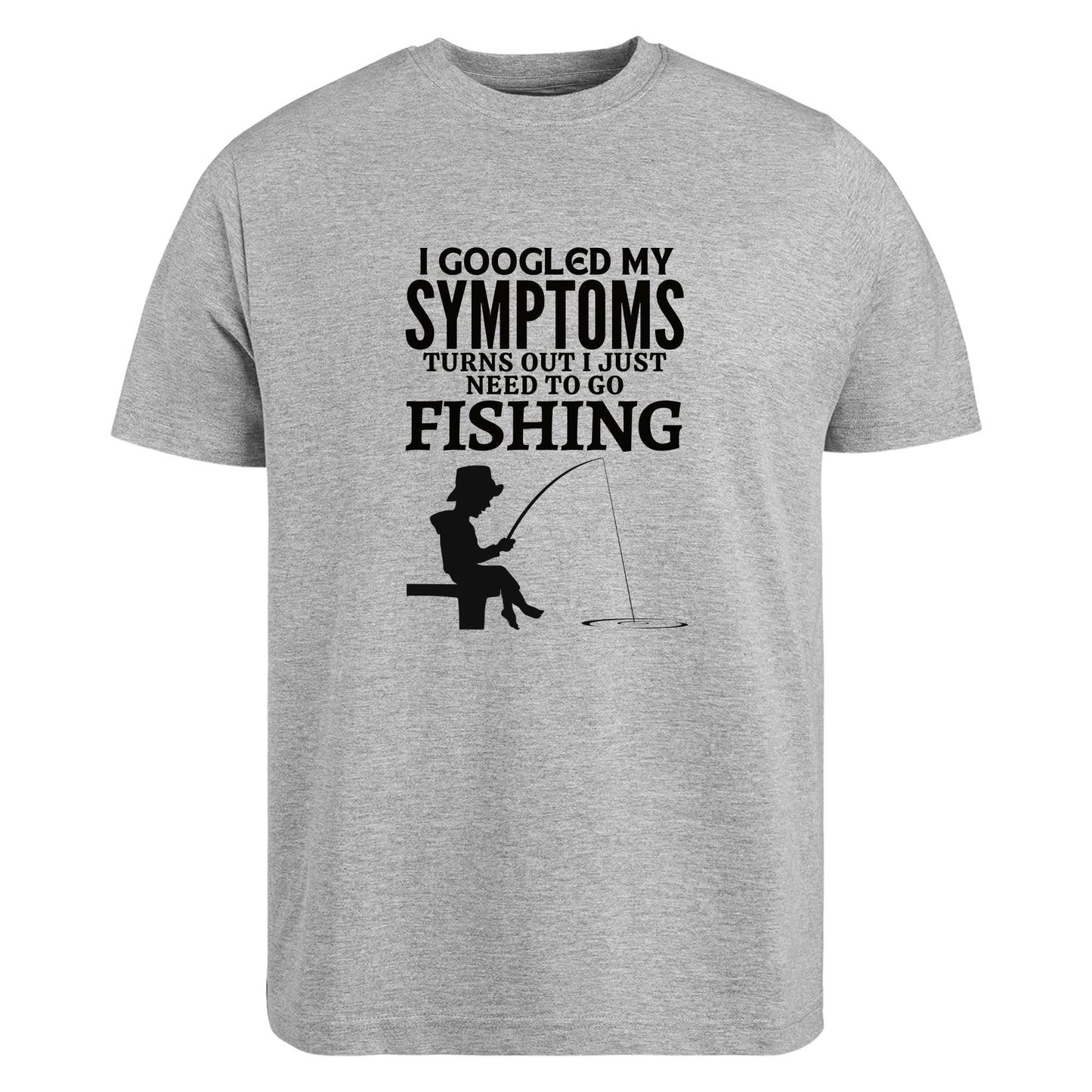 Be Buz Funny Fishing T-Shirt for Men 'I Googled My Symptoms Turns Out I Just Need to Go Shirt' Sarcastic Humor Gift for Fishermen