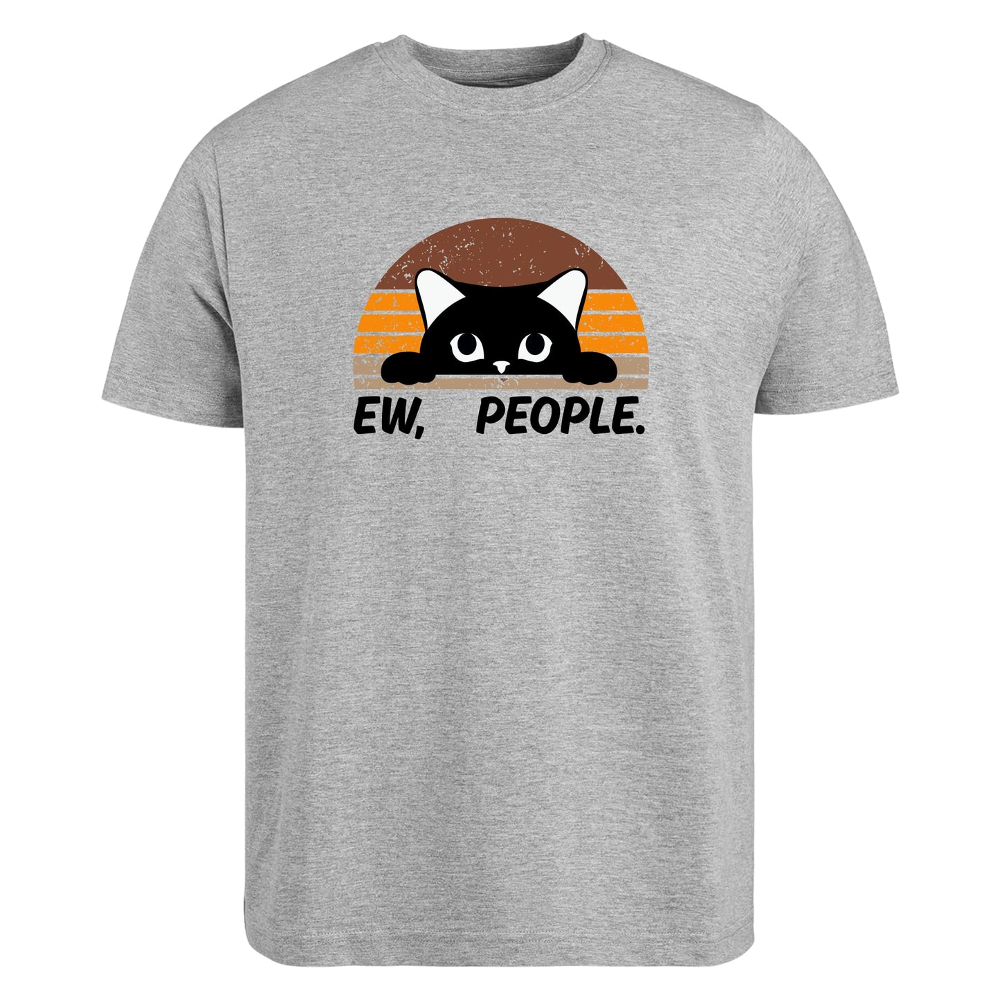 Be Buz Funny Cat T-Shirt, Ew People Sarcastic Cat Lover Antisocial Graphic Tee, Men and Women Introvert Gift Shirt