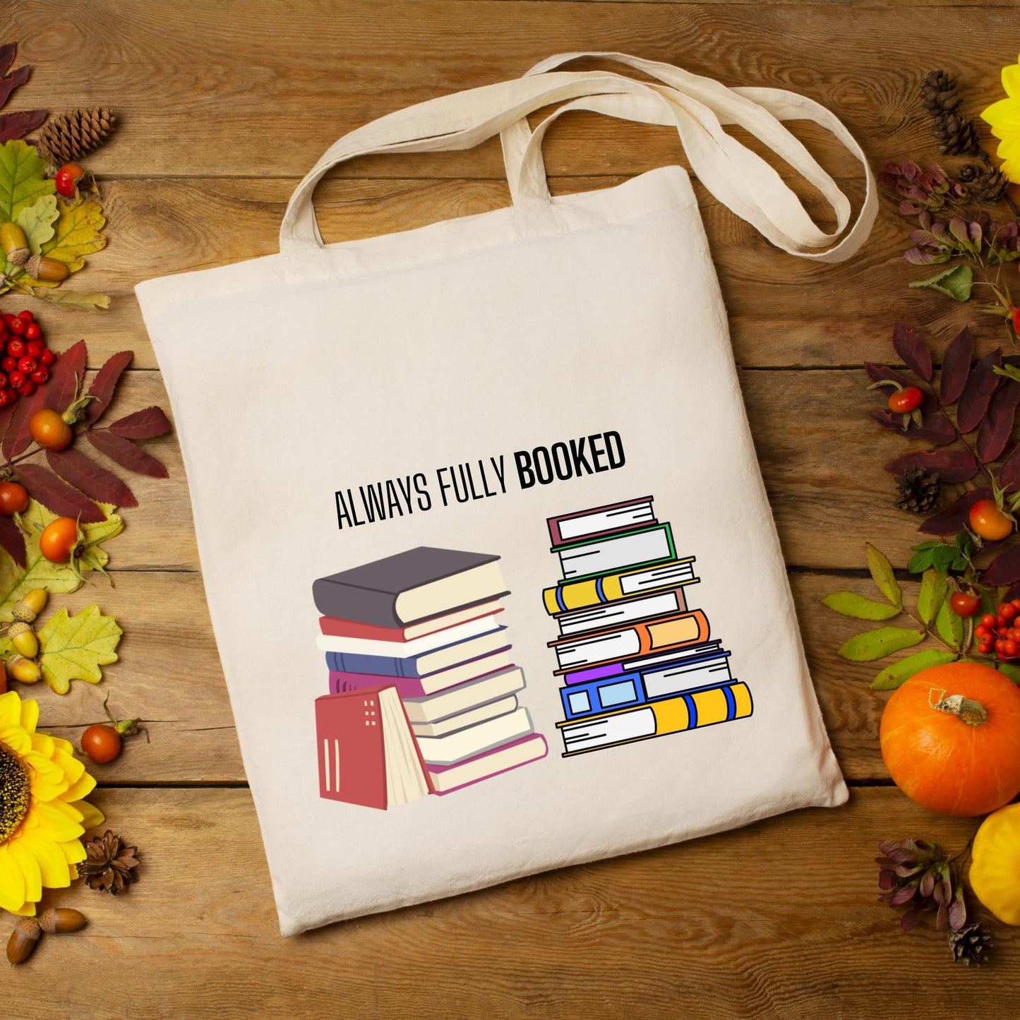 Be Buz Always Fully Booked Reusable Tote Bag Funny Library Cotton Tote Bag Casual Bag for Work Shopping Travel School Bag Book Lovers Gift
