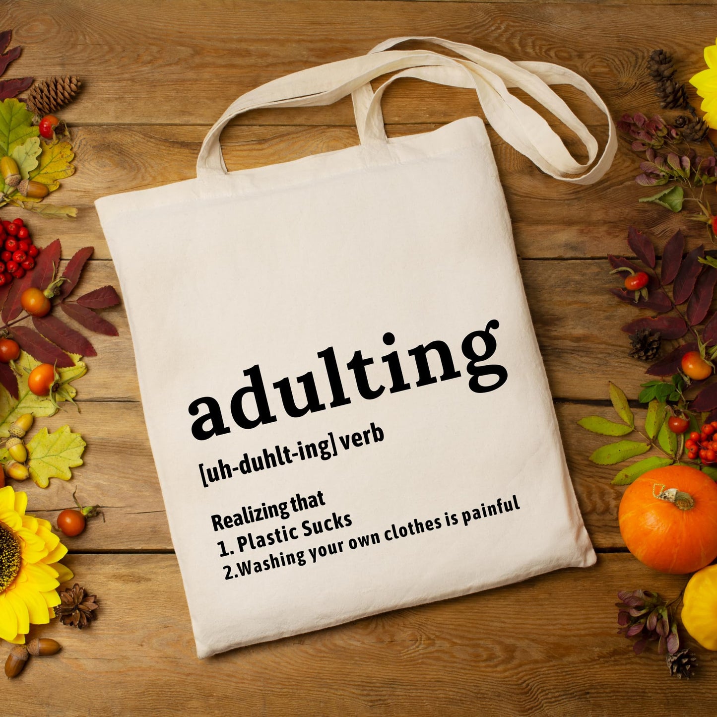 Adulting Tote Bag Funny and Relatable Gift for Adults Cotton Tote Reusable Casual Bag for Work Shopping Travel