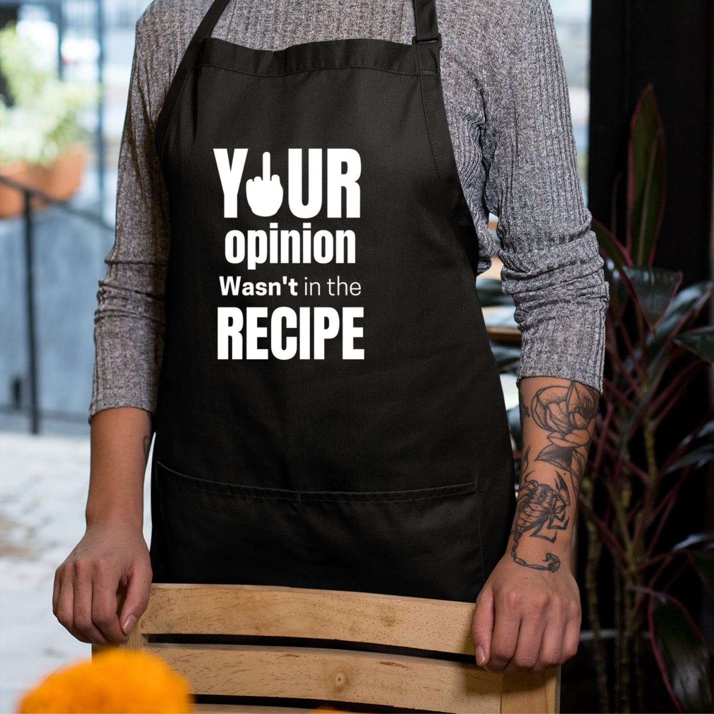 Be Buz YOUR OPINION WASN'T IN THE RECIPE Funny Aprons for Women Printed Apron Gift for Her Chef Apron Kitchen Apron BBQ Apron Gift Baking Apron Father Day Gift - Top Tee