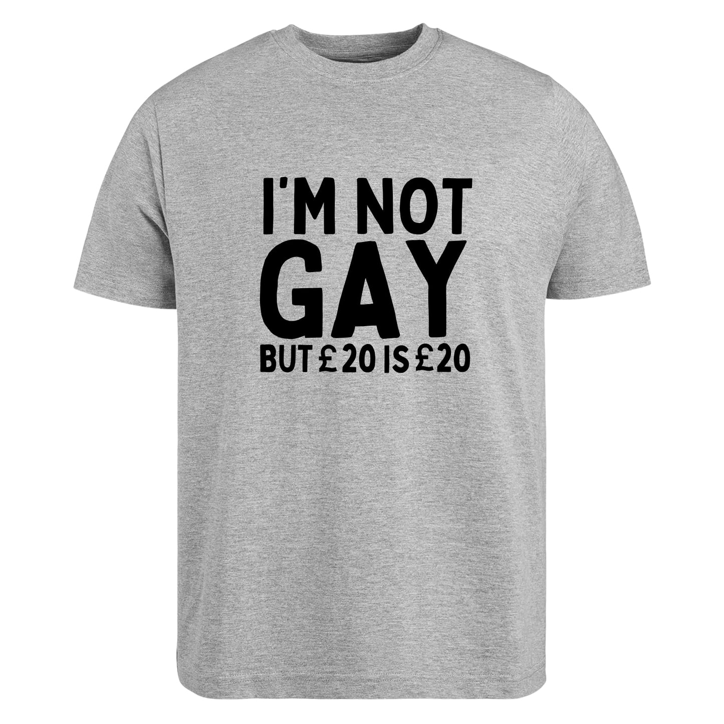 Be Buz I'm Not Gay But 20£ is 20£ T-Shirt Gay Pride Funny Joke Rude Cotton T-Shirt