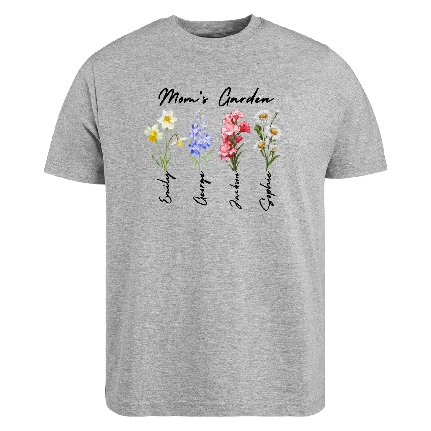 Be Buz Grandma’s Garden Shirt Personalized Birth Month Flower T-Shirt with Grandkids’ Names Custom Gift for Grandma, Mother's Day, Nana, Gigi, Mimi