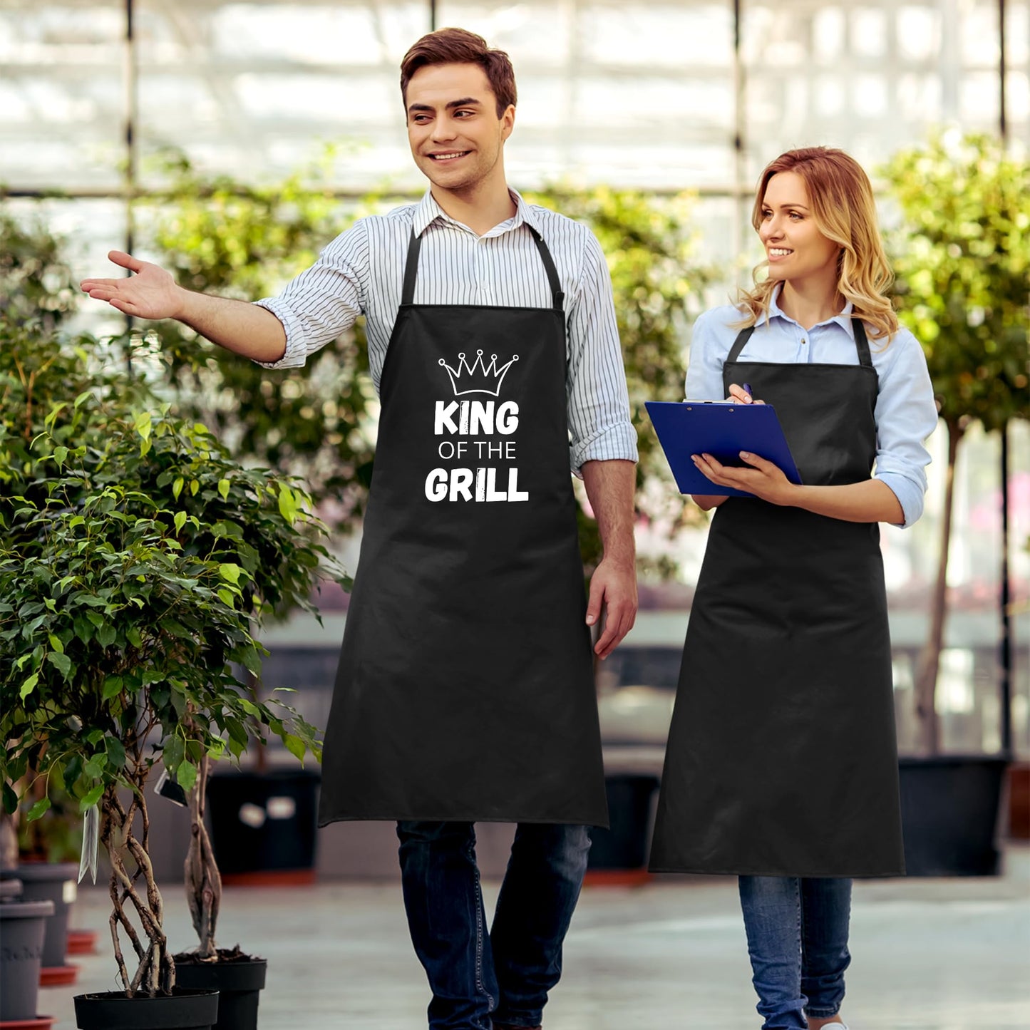 Be Buz KING OF THE GRILL Funny Aprons for Women Printed Apron Gift for Her Chef Apron Kitchen Apron BBQ Apron Gift Baking Apron Father Day Gift - Top Tee