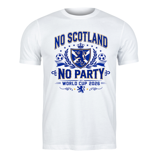 No Scotland No Party | Heraldic Crest T-Shirt | World Cup 2026 Scotland Gift