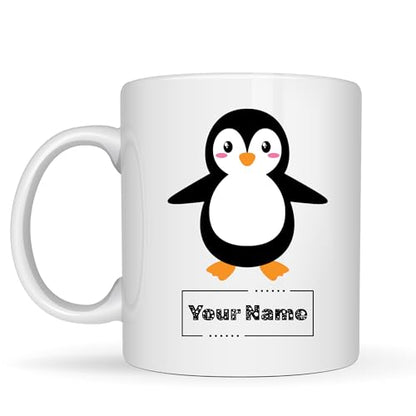 Personalized Penguin Mug – Custom Name Ceramic Coffee Cup – Cute Animal Gift for Winter Lovers, Friends and Teachers – 11oz