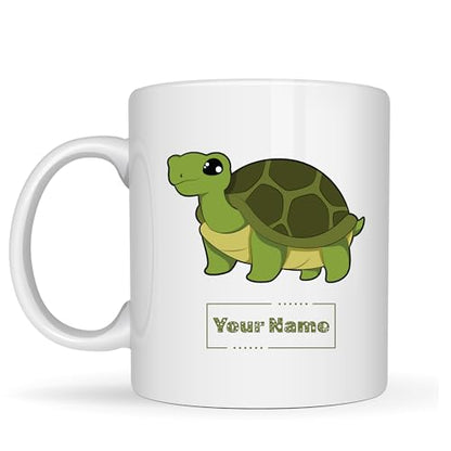 Personalized Sea Turtle Coffee Mug, Custom Name Ceramic Tea Cup, Turtle Lover Gift for Kids and Adults, Ocean Animal Mug
