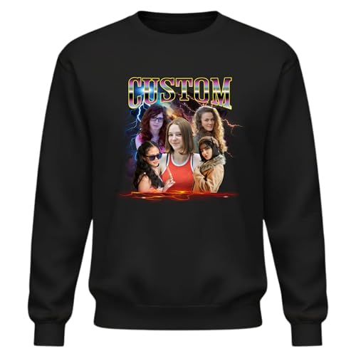 Personalized Bootleg Rap Tee, Sweatshirt, and Hoodie, Retro 90s Style Vintage Graphic tee – Custom Photo Shirt Women 100% Cotton Customised T Shirt, Gift for Music Lovers