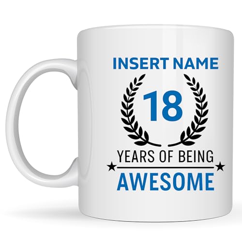 18Th Birthday Gift for Her Personalized 18 Years of Being Awesome Mug Custom Name Coffee Cup Funny Gift for Old Girl Birthday Present for Women
