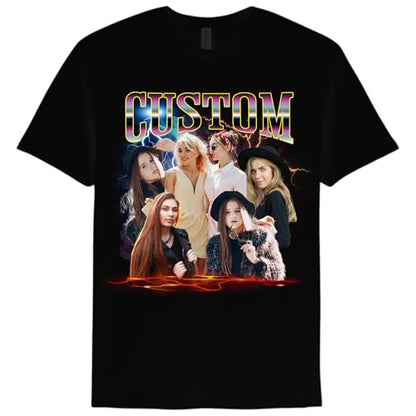 Personalized Bootleg Rap Tee, Sweatshirt, and Hoodie, Retro 90s Style Vintage Graphic tee – Custom Photo Shirt Women 100% Cotton Customised T Shirt, Gift for Music Lovers