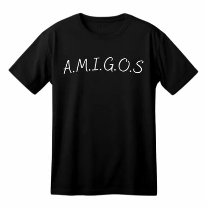 Amigos Best Friends Funny Printed Black Adults Unisex Men Women Summer Winter Cotton Crew Neck Casual T-Shirt - Top Tee