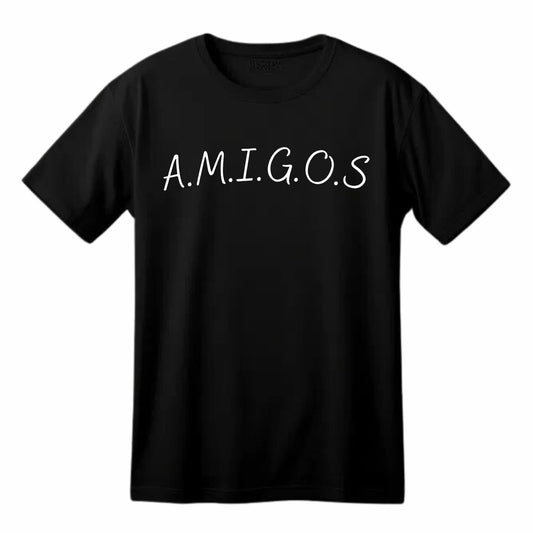 Amigos Best Friends Funny Printed Black Adults Unisex Men Women Summer Winter Cotton Crew Neck Casual T-Shirt - Top Tee