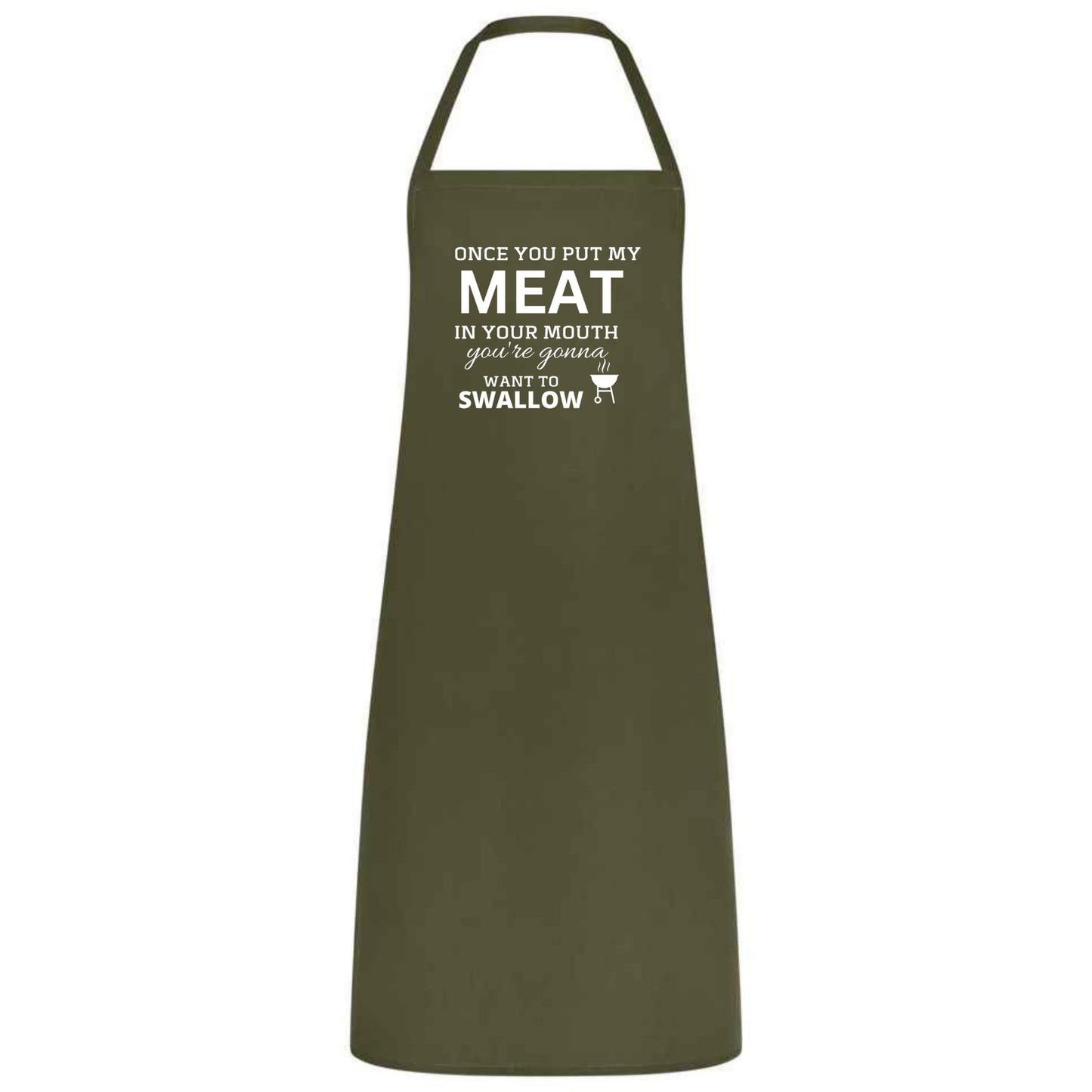 Once You Put My Meat in Your Mouth Multicolor Apron – Unisex Chef, Waiter, Waitress Gift for her him Weddings BBQs Cooking