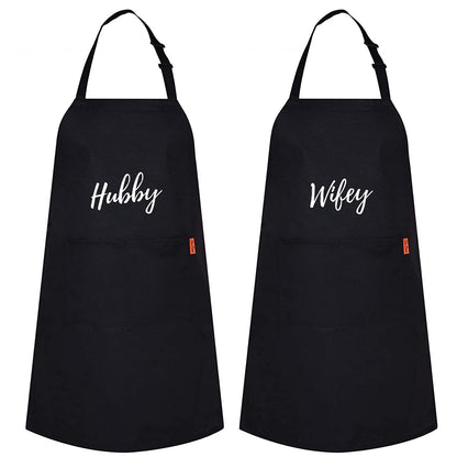 Be Buz MR and MRS Apron Custom Printed Kitchen BBQ grill chef Apron for Men Women Great gift for Him and Her - Set of 2 Aprons - Top Tee