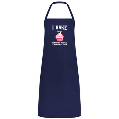 I Bake Because Punching People Is Frowned Upon Apron Funny Multicolor Unisex Chef Apron for Men and Women Cooking Baking Apron