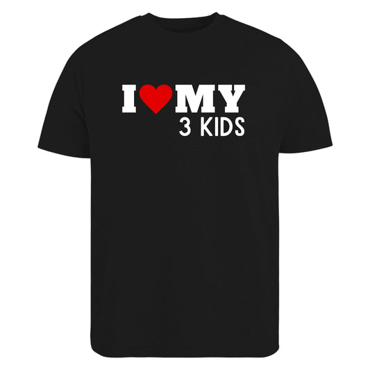 Be Buz Parent T-Shirt, I Love My Three Kids Design T-Shirt Cute Mom or Dad Shirt Proud Parent Gift for Mothers Day or Fathers Day Family Matching Tee