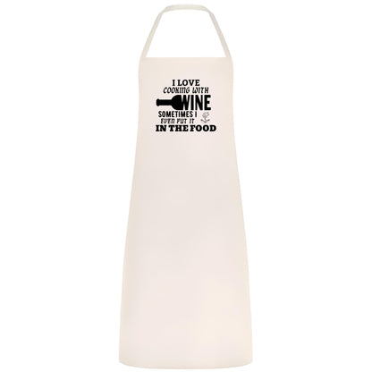 I Love Cooking with Wine Apron Funny Multicolor Unisex Chef Apron for Men and Women Waiter Waitress Gift for her him Weddings BBQs