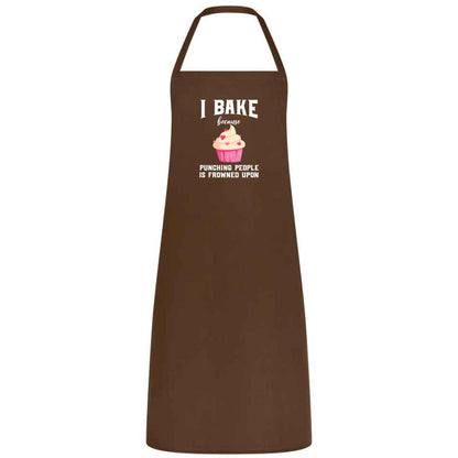 I Bake Because Punching People Is Frowned Upon Apron Funny Multicolor Unisex Chef Apron for Men and Women Cooking Baking Apron