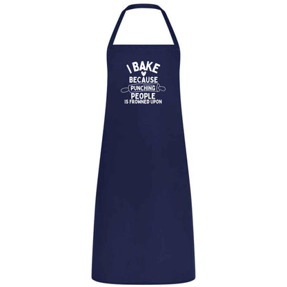 I Bake Because Punching People Is Frowned Upon Apron Funny Multicolor Unisex Chef Apron for Men and Women Cooking Baking