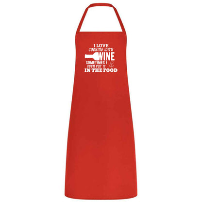 I Love Cooking with Wine Apron Funny Multicolor Unisex Chef Apron for Men and Women Waiter Waitress Gift for her him Weddings BBQs