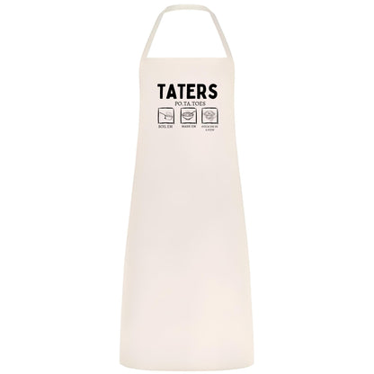 Be Buz Funny Potato Tater Kitchen Apron Taters Potatoes Boil 'Em Mash' Em Stick' Em In a Stew Multicolor Apron for Women, Men, Waiter, Waitress - Top Tee