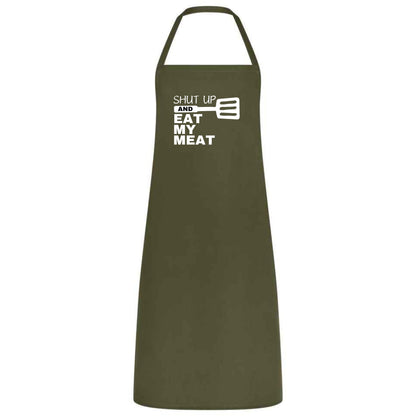 Shut Up and Eat My Meat Apron Funny Multicolor BBQ Apron for Men Grilling Gift for Dad Husband or Boyfriend Father’s Day and Birthday