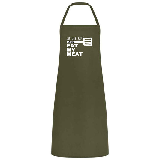 Shut Up and Eat My Meat Apron Funny Multicolor BBQ Apron for Men Grilling Gift for Dad Husband or Boyfriend Father’s Day and Birthday