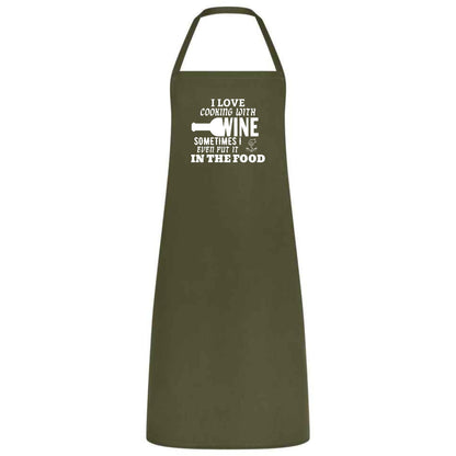 I Love Cooking with Wine Apron Funny Multicolor Unisex Chef Apron for Men and Women Waiter Waitress Gift for her him Weddings BBQs