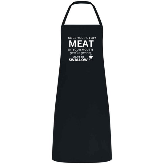 Once You Put My Meat in Your Mouth Multicolor Apron – Unisex Chef, Waiter, Waitress Gift for her him Weddings BBQs Cooking