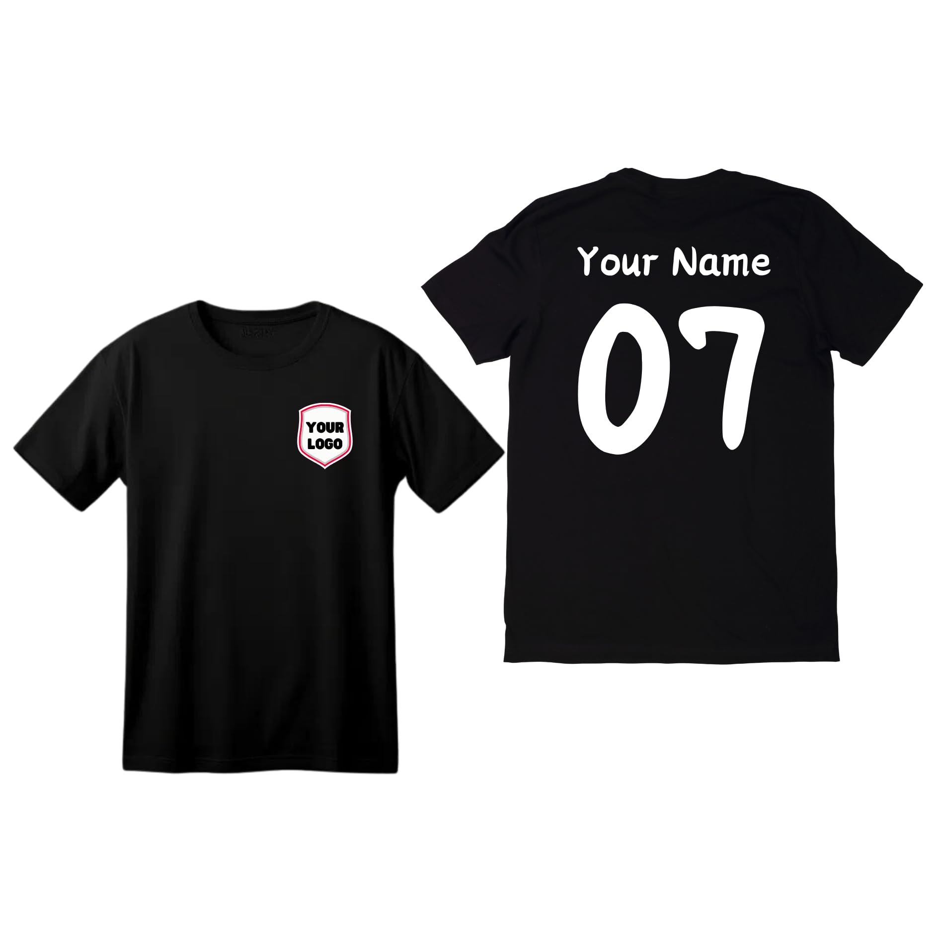 Personalised T-Shirt Your Name & Number Any Country or Club Badge Jersey Retro Top Adults Logo Printed Unisex Men Women Cotton Crew Neck Casual T-Shirt - Top Tee