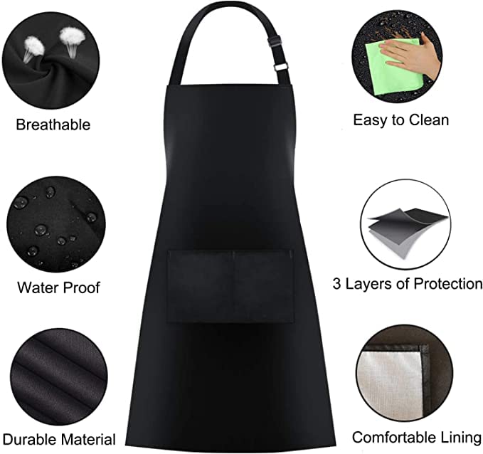 DAD'S BARBECUE Funny Apron Bib Apron - 2 Pockets BBQ Apron Coffee house Cooking Kitchen Chef Bar Hotel Women Great Gift For Husband Wife, Dad Mom boyfriend Girlfriend