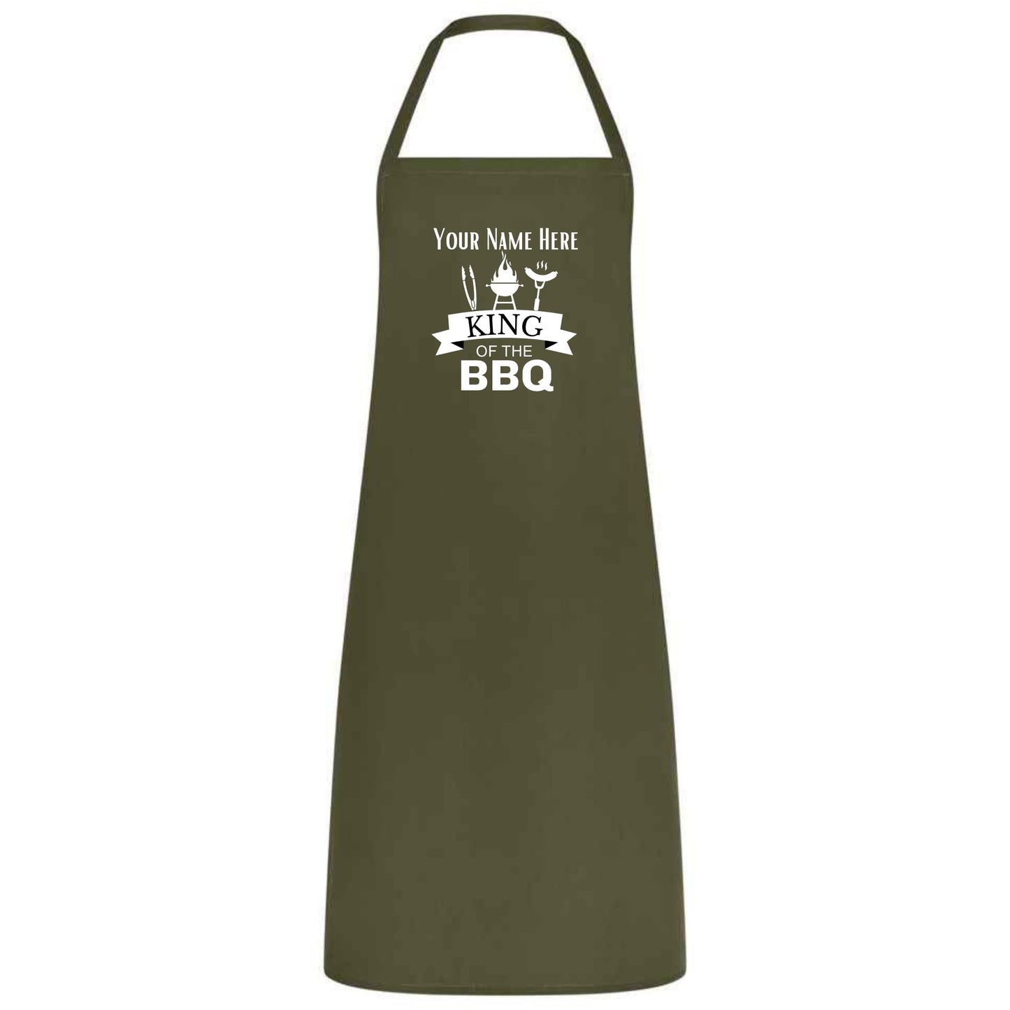 Custom Name King of the BBQ Apron – Personalized Grilling Apron for Men, Multicolor BBQ Cooking Apron, Father’s Day Gift for Dad or Husband