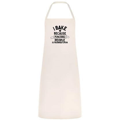 I Bake Because Punching People Is Frowned Upon Apron Funny Multicolor Unisex Chef Apron for Men and Women Cooking Baking
