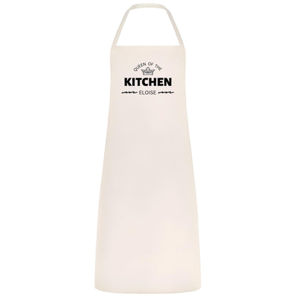 Queen of the Kitchen Personalised Apron Custom Name Cotton Multicolor Cooking Apron for Women Wedding Birthday and Mother’s Day Gift