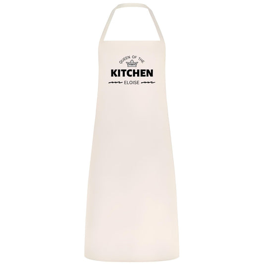 Queen of the Kitchen Personalised Apron Custom Name Cotton Multicolor Cooking Apron for Women Wedding Birthday and Mother’s Day Gift - Top Tee