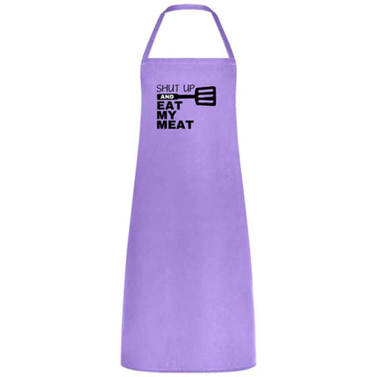 Shut Up and Eat My Meat Apron Funny Multicolor BBQ Apron for Men Grilling Gift for Dad Husband or Boyfriend Father’s Day and Birthday