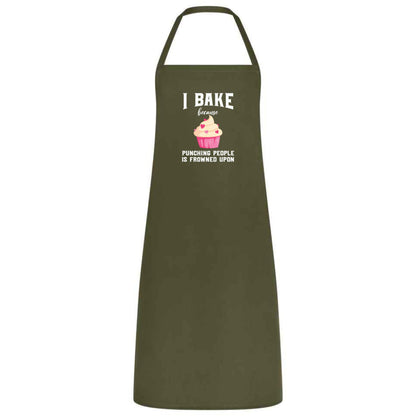 I Bake Because Punching People Is Frowned Upon Apron Funny Multicolor Unisex Chef Apron for Men and Women Cooking Baking Apron