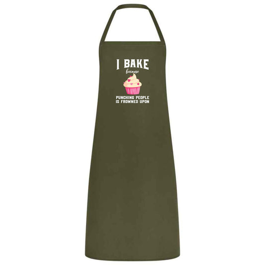 I Bake Because Punching People Is Frowned Upon Apron Funny Multicolor Unisex Chef Apron for Men and Women Cooking Baking Apron