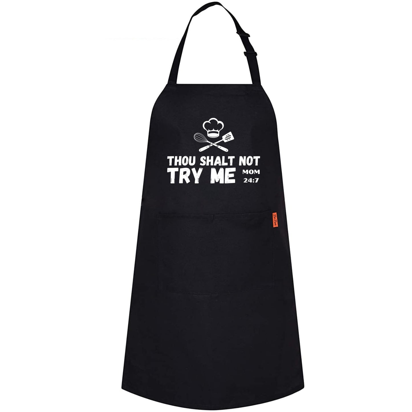 Thou Shalt Not Try Me Mom Funny Aprons for men Printed Apron Gift for Her Chef Apron Kitchen Apron BBQ Apron Gift Baking Apron Father Day Gift