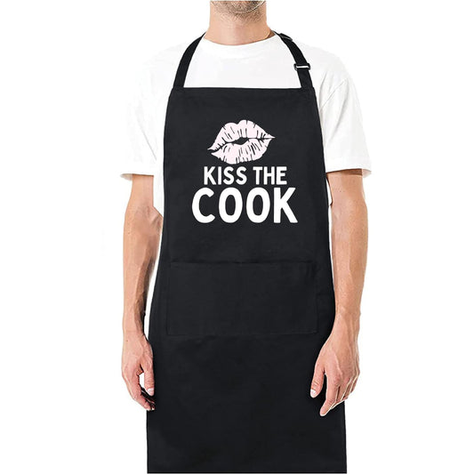 Kiss The Cook Funny Aprons for men Printed Apron Gift for Her Chef Apron Kitchen Apron BBQ Apron Gift Baking Apron Father Day Gift - Top Tee