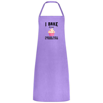 I Bake Because Punching People Is Frowned Upon Apron Funny Multicolor Unisex Chef Apron for Men and Women Cooking Baking Apron