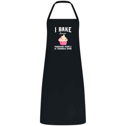 I Bake Because Punching People Is Frowned Upon Apron Funny Multicolor Unisex Chef Apron for Men and Women Cooking Baking Apron