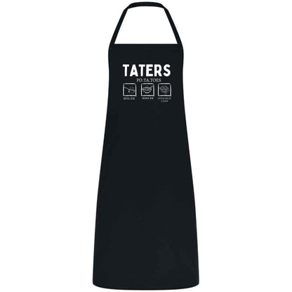 Be Buz Funny Potato Tater Kitchen Apron Taters Potatoes Boil 'Em Mash' Em Stick' Em In a Stew Multicolor Apron for Women, Men, Waiter, Waitress - Top Tee