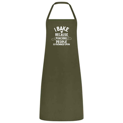 I Bake Because Punching People Is Frowned Upon Apron Funny Multicolor Unisex Chef Apron for Men and Women Cooking Baking