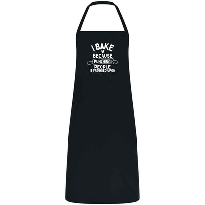 I Bake Because Punching People Is Frowned Upon Apron Funny Multicolor Unisex Chef Apron for Men and Women Cooking Baking
