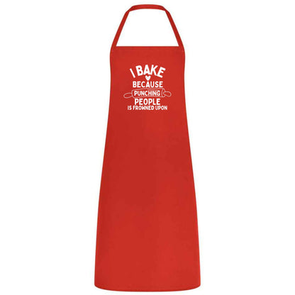 I Bake Because Punching People Is Frowned Upon Apron Funny Multicolor Unisex Chef Apron for Men and Women Cooking Baking