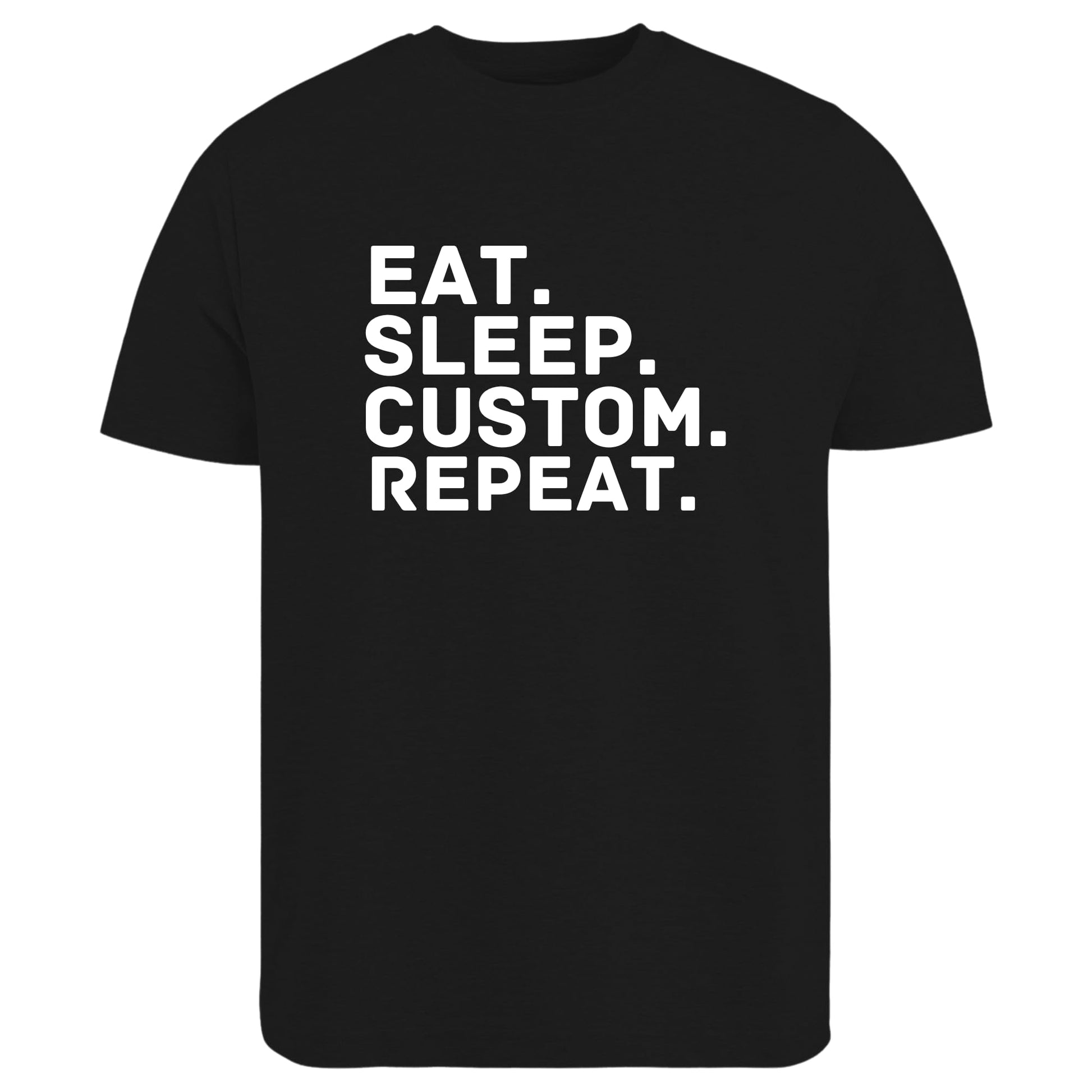 Be Buz Personalized Eat, Sleep, Custom Repeat T-Shirt Men's Cotton Tee Funny Gift for Him, Dad, Husband, Friend - Top Tee