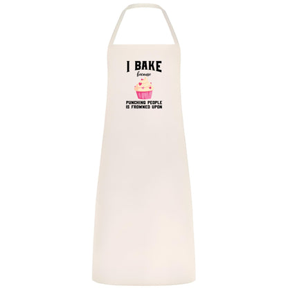 I Bake Because Punching People Is Frowned Upon Apron Funny Multicolor Unisex Chef Apron for Men and Women Cooking Baking Apron