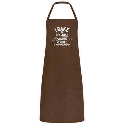I Bake Because Punching People Is Frowned Upon Apron Funny Multicolor Unisex Chef Apron for Men and Women Cooking Baking