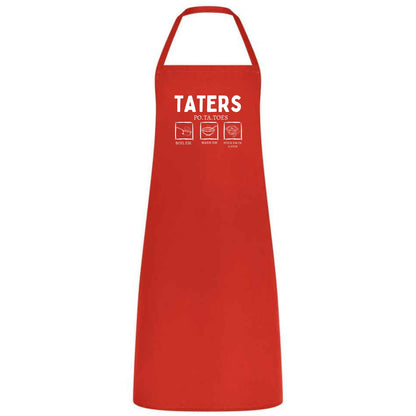 Be Buz Funny Potato Tater Kitchen Apron Taters Potatoes Boil 'Em Mash' Em Stick' Em In a Stew Multicolor Apron for Women, Men, Waiter, Waitress - Top Tee
